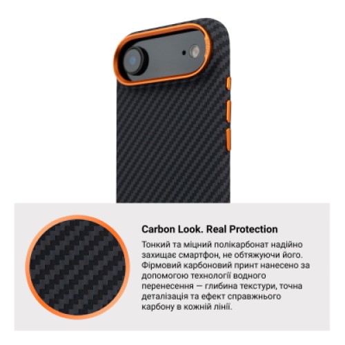 Чехол для мобильного телефона Armorstandart LikeCarbon2 SE MagCase Apple iPhone 17 Air Black Orange (ARM89155)