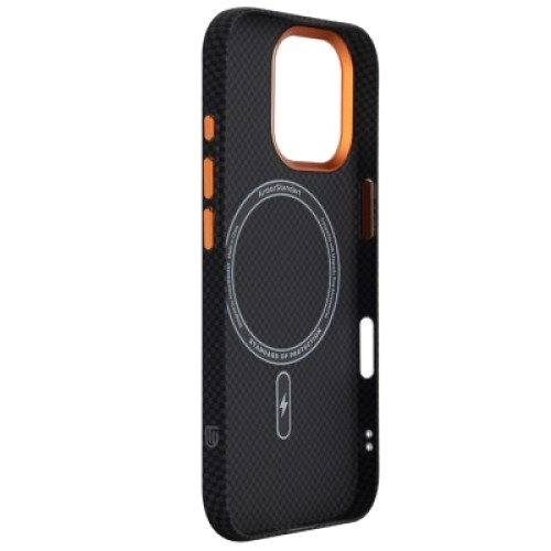 Чехол для мобильного телефона Armorstandart LikeCarbon2 SE MagCase Apple iPhone 17 Kevlar Black Orange (ARM89163)