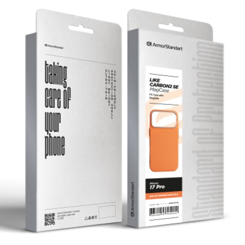 Чехол для мобильного телефона Armorstandart LikeCarbon2 SE MagCase Apple iPhone 17 Pro Kevlar Orange Rose Gold (ARM89168)