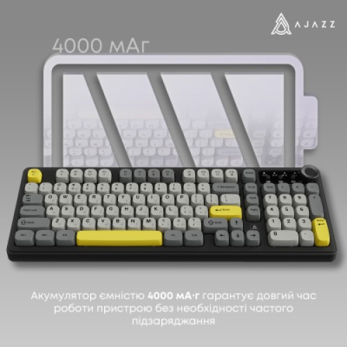 Клавиатура Ajazz AF98 Plus Wireless/Bluetooth/USB UA Black/Grey/Yellow (AF98-PLUS-BGY)