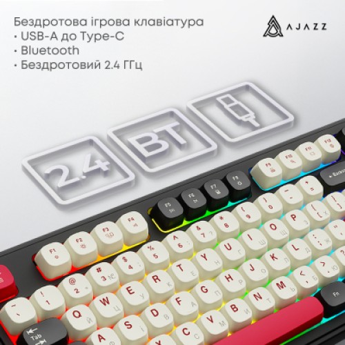 Клавиатура Ajazz AF98 Plus Wireless/Bluetooth/USB UA Black/White/Red (AF98-PLUS-BSR)
