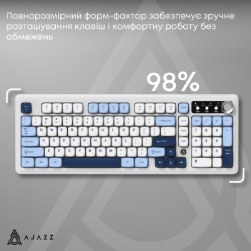 Клавиатура Ajazz AF98 Plus Wireless/Bluetooth/USB UA White/Blue (AF98-PLUS-GB)