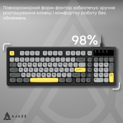 Клавиатура Ajazz AF98 USB UA Black/Grey/Yellow (AF98-BGY)