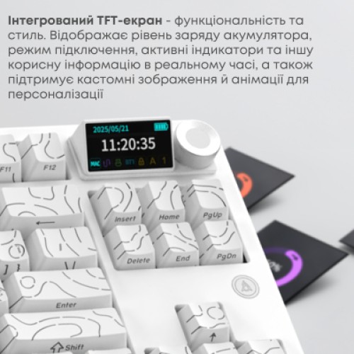 Клавиатура Ajazz AK870 V2 Maillard Switch Wireless/Bluetooth/USB UA White (AK870-V2-S-W)