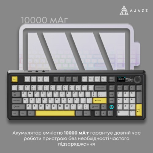 Клавиатура Ajazz AK980 V2 Gift Switch V2 Wireless/Bluetooth/USB UA Black/Grey/Yellow (AK980-V2-G-BGY)