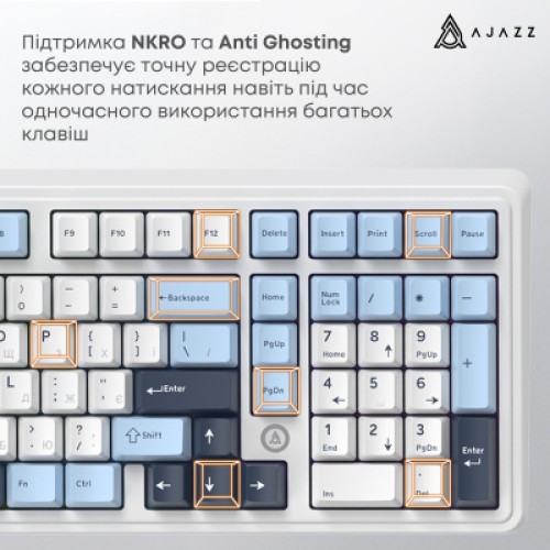 Клавиатура Ajazz AK980 MAX Magnetic Switch USB UA White/Blue (AK980-MAX-M-BWDB)