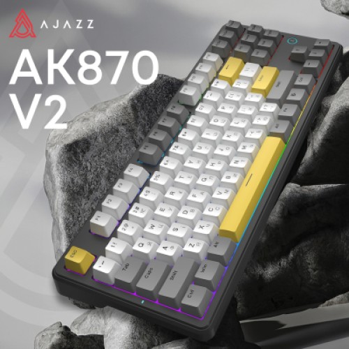 Клавиатура Ajazz AK870 V2 Flying Fish Switch USB UA Black/Grey/Yellow (AK870-V2-FF-BGY)