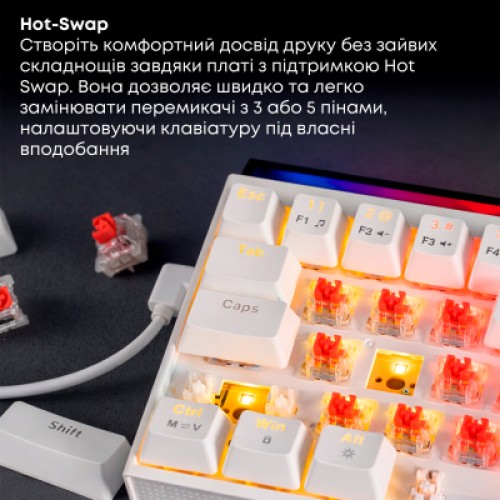 Клавиатура Ajazz NK68 Red Switch USB UA White (NK68-R-W)