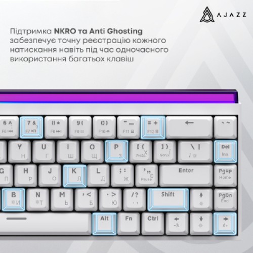Клавиатура Ajazz NK68 Red Switch USB UA White (NK68-R-W)