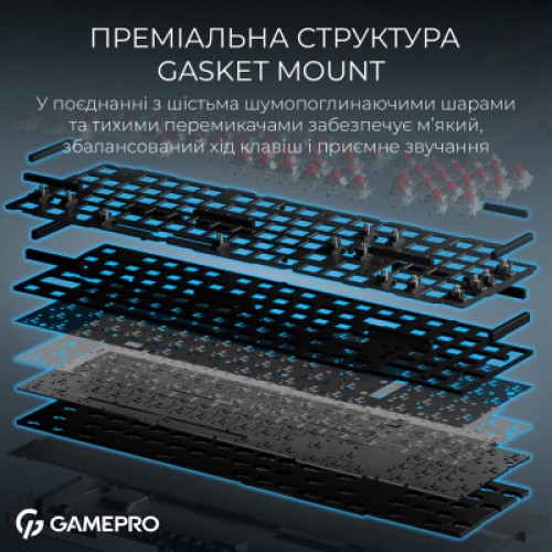 Клавиатура GamePro Asgard Drakkar Keychron Super Red Switch Wireless/Bluetooth/USB UA Black (MK305BK)