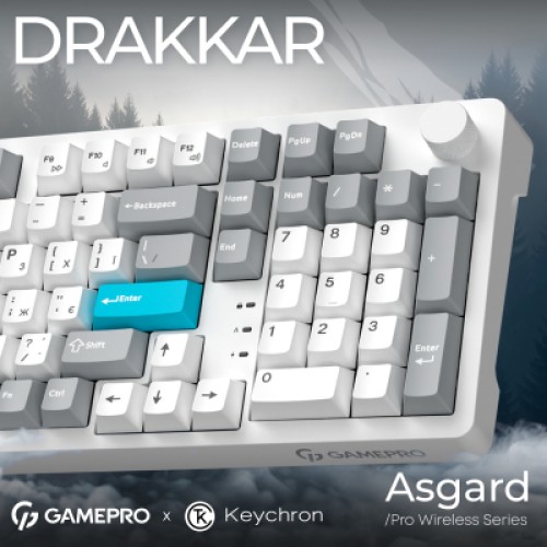 Клавиатура GamePro Asgard Drakkar Keychron Super Red Switch Wireless/Bluetooth/USB UA White (MK305WH)