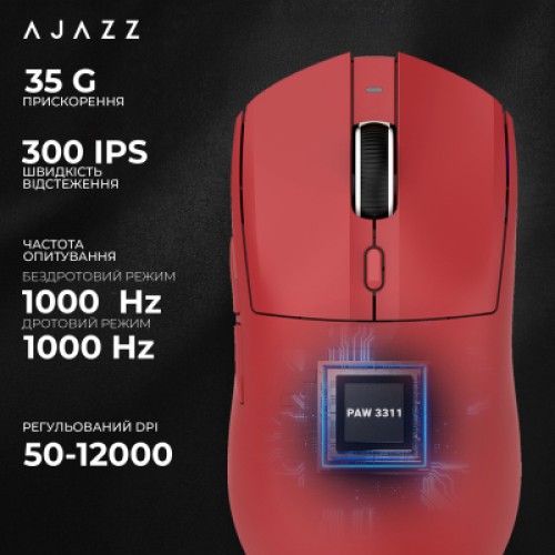 Мышка Ajazz AJ139 V2 MC Wireless/Bluetooth/USB Red (AJ139-V2-MC-R)