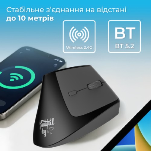 Мышка Ajazz i300 Wireless/Bluetooth/USB Black (i300-B)