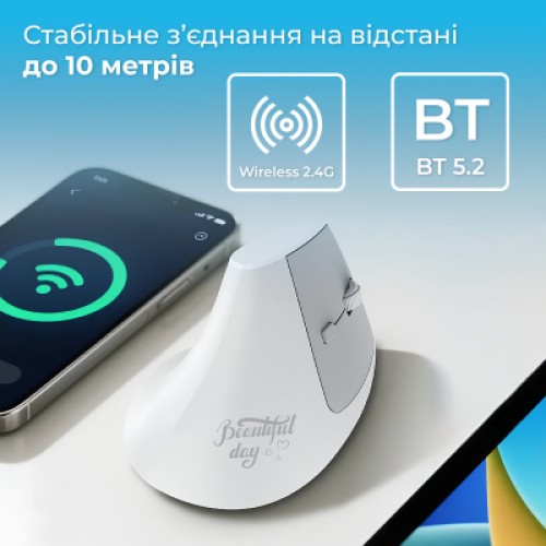 Мышка Ajazz i300 Wireless/Bluetooth/USB White (i300-W)