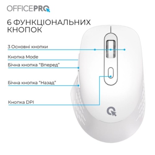 Мышка OfficePro M265W Wireless/Bluetooth Silent Click White (M265W)