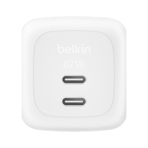 Зарядний пристрій Belkin 2xUSB-C PD67W GaN PPS white (WCH020KQWH)