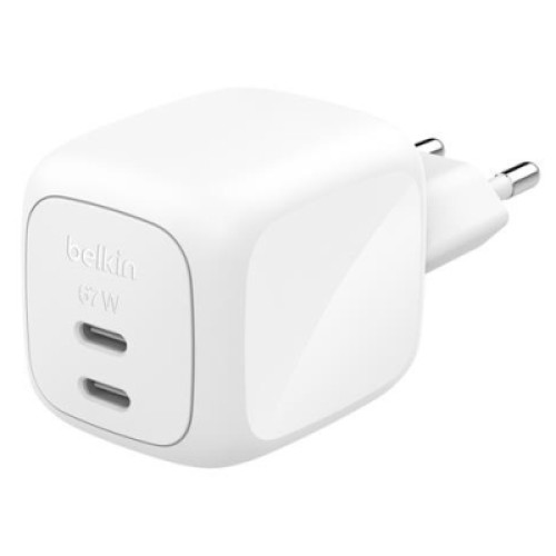 Зарядное устройство Belkin 2xUSB-C PD67W GaN PPS white (WCH020KQWH)