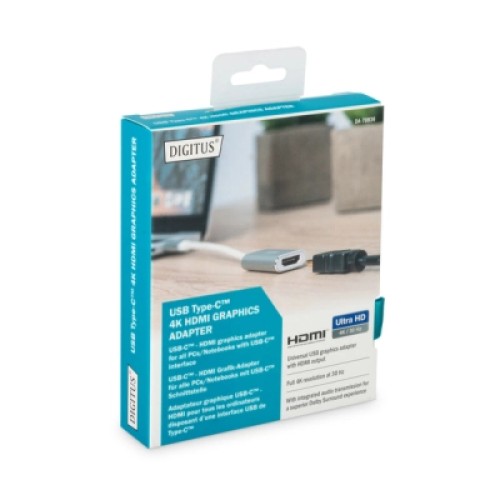 Переходник USB-C to HDMI F 0.2m UHD 4K Digitus (DA-70836)