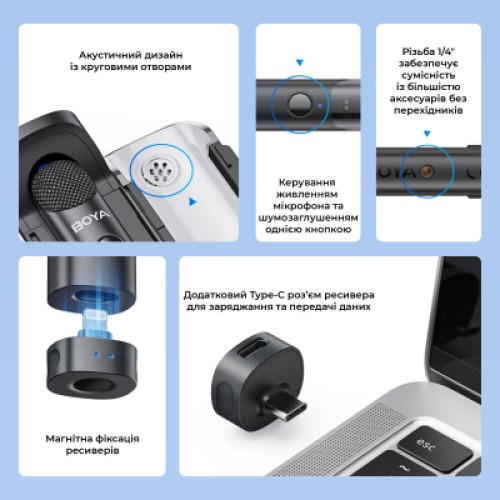 Микрофон Boya Magic-03 Type-C/TRS Black (Magic-03)