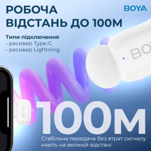 Микрофон Boya mini-13 Type-C/Lightning White (mini-13)