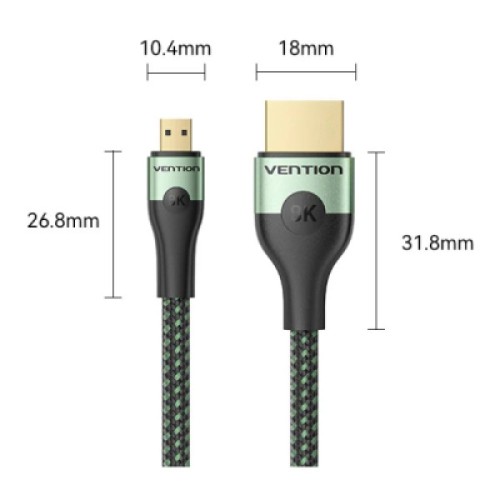 Кабель мультимедийный HDMI M to HDMI micro M 1.0m V2.0 8K 60Hz green VENTION (AGKGF)