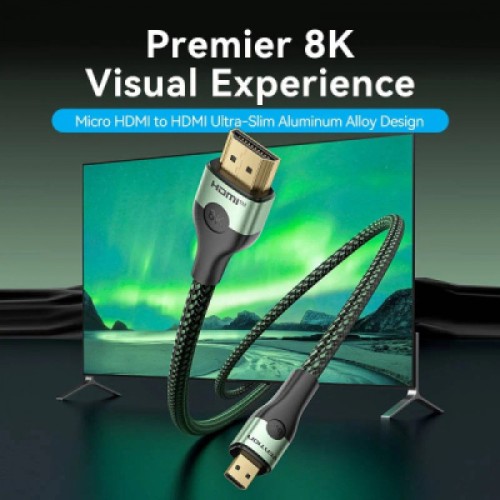 Кабель мультимедийный HDMI M to HDMI micro M 2.1m V2.0 8K 60Hz green VENTION (AGKGH)