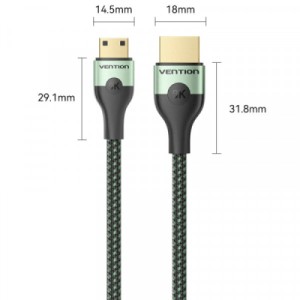 Кабель мультимедійний HDMI M to HDMI mini M 1.0m V2.1 8K 60Hz green VENTION (AGJGF)