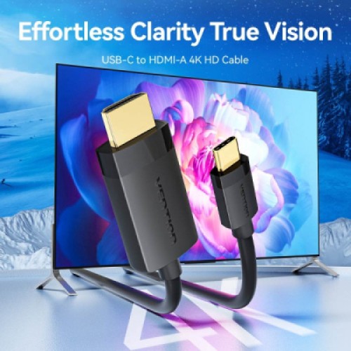 Кабель мультимедийный USB-C to HDMI M 2.0m 4K 60Hz black VENTION (CRIBH)