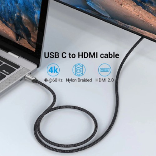 Кабель мультимедийный USB-C to HDMI M 2.0m V2.0 4K 60Hz black VENTION (CRBBH)