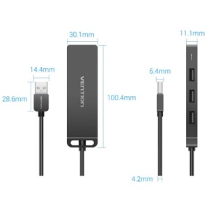 Концентратор VENTION USB 2.0 to 4xUSB 2.0 black (CHMBB)