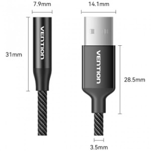 Звукова плата VENTION USB AM to 3.5mm F 0.25m (4pin) 96kHz/24bit DSP noise reduction (CVEBC)