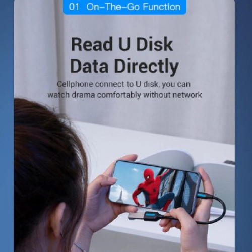 Переходник OTG USB 2.0 AF to USB-C 0.15m black VENTION (CCSBB)