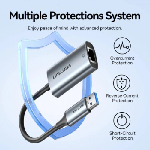 Переходник USB-C to RJ45 Ethernet 1000Mbps gray VENTION (CFQHB)