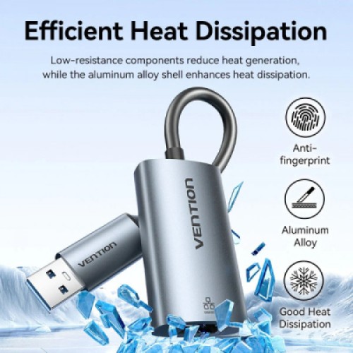 Переходник USB-C to RJ45 Ethernet 1000Mbps gray VENTION (CFQHB)