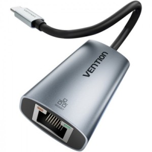 Перехідник USB-C to RJ45 Ethernet 1000Mbps black VENTION (CFPHB)