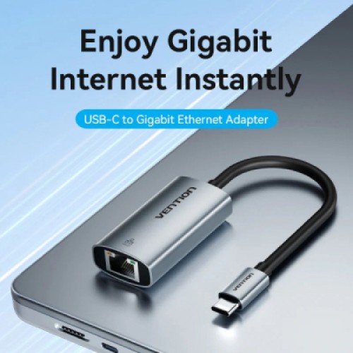 Переходник USB-C to RJ45 Ethernet 1000Mbps black VENTION (CFPHB)