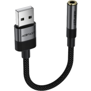 Перехідник USB AM to 3.5mm F 0.15m black Acefast (6974316285298)
