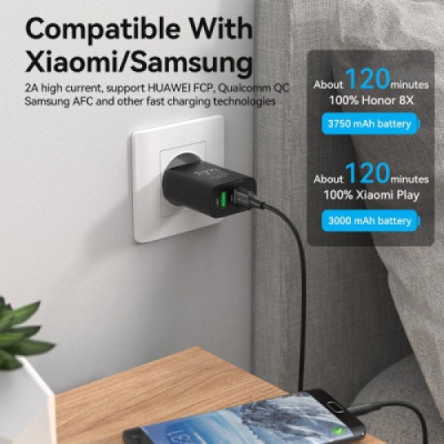 Дата кабель USB 2.0 AM to Micro 5P 1.0m black VENTION (CTIBF)