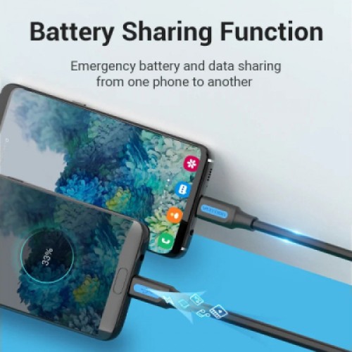 Дата кабель USB-C to Micro 5P 1.5m 10W black VENTION (COVBG)