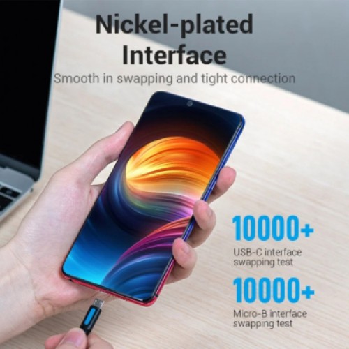 Дата кабель USB-C to Micro 5P 1.5m 10W black VENTION (COVBG)
