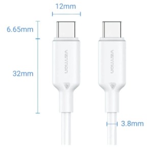 Дата кабель USB-C to USB-C 1.0m 60W white VENTION (TRCWF)