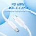 Дата кабель USB-C to USB-C 1.0m 60W white VENTION (TRCWF)