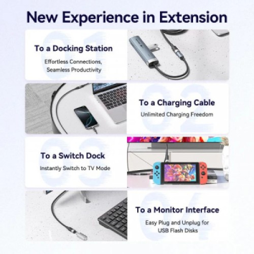 Дата кабель USB-C M/F 1.0m 100W 10Gbps 4K60Hz VENTION (TRFBF)