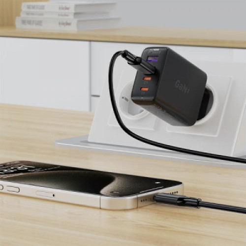 Дата кабель USB 2.0 AM to USB-C 1.2m 3A 60W silicone black Acefast (6974316284178)