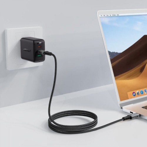 Дата кабель USB-C to USB-C 1.0m USB 4.0 240W audio/video black-grey Acefast (6974316282631)