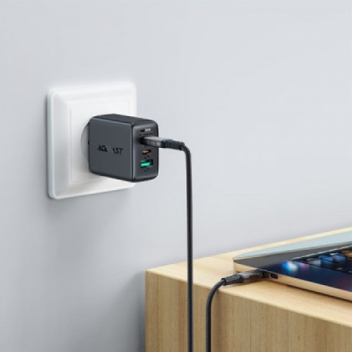 Дата кабель USB-C to USB-C 1.0m USB 4.0 240W audio/video black-grey Acefast (6974316282631)