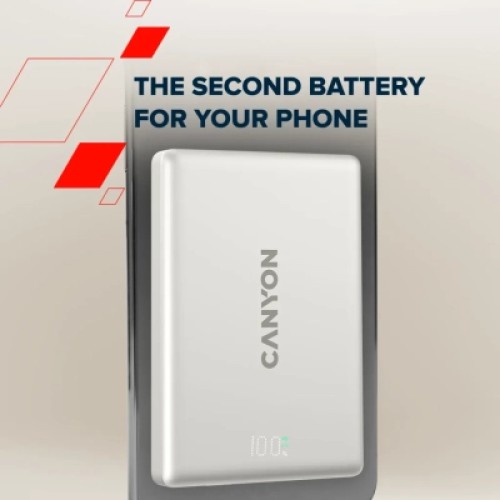 Батарея универсальная Canyon 5000mAh OnPower 500 PD20W Magnetic wireless MagSafe Grey (CNS-CPB500G)