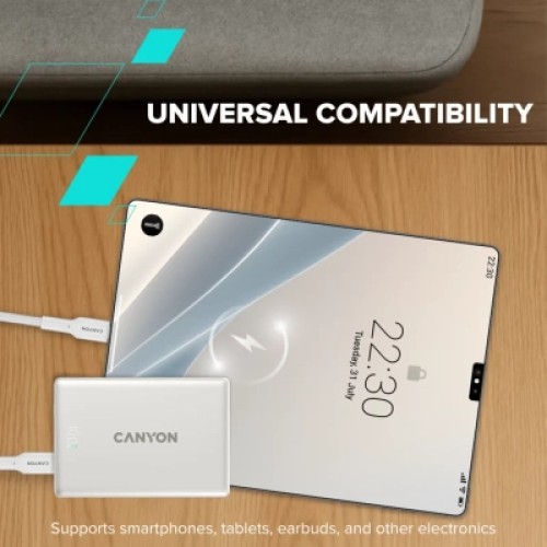 Батарея универсальная Canyon 5000mAh OnPower 500 PD20W Magnetic wireless MagSafe Grey (CNS-CPB500G)