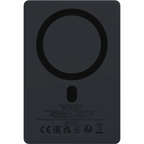 Батарея универсальная Canyon 10000mAh OnPower 511 PD20W Magnetic wireless MagSafe Black (CNS-CPB511B)