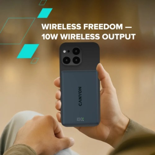 Батарея универсальная Canyon 10000mAh OnPower 511 PD20W Magnetic wireless MagSafe Black (CNS-CPB511B)